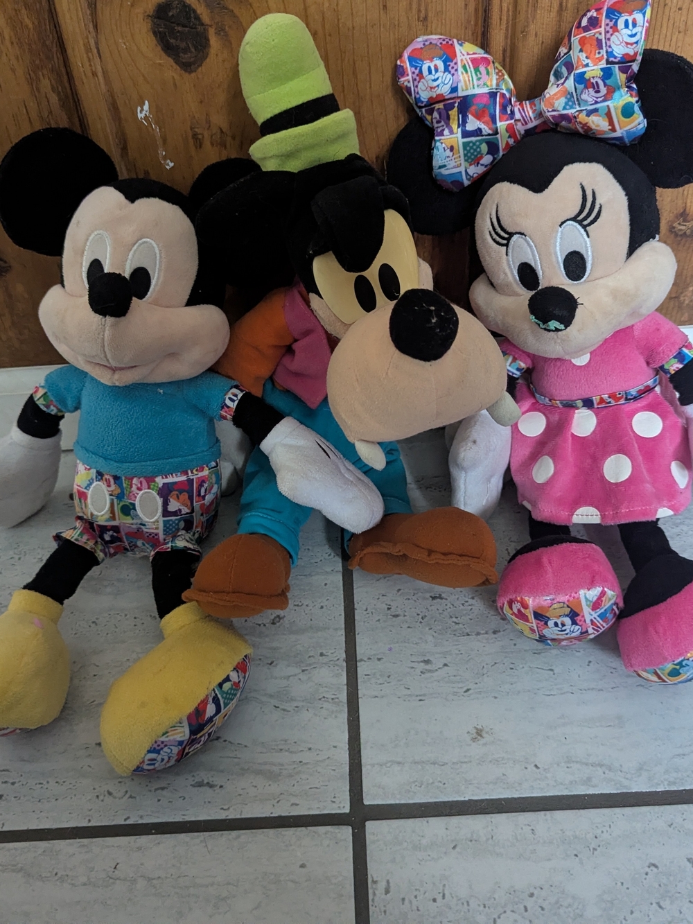 Disney Plush Mickey, Goofy & Minnie Trio